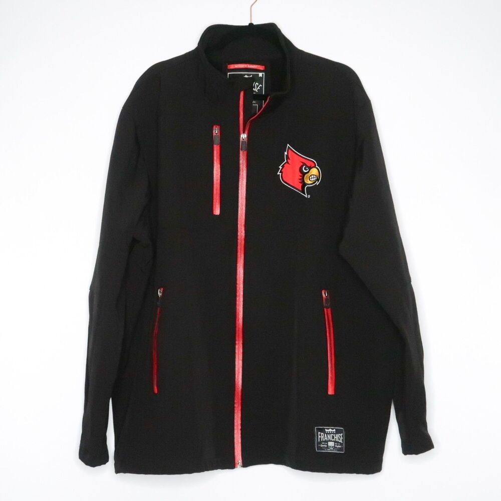 Franchise Club Mens Louisville Cardinals Jacket Size 3XL Black Red Soft Shell